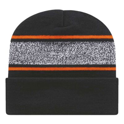 USA-Made Variegated Striped Cuffed Beanie Thumbnail