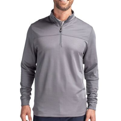 Cutter & Buck Traverse Stripe Stretch Quarter Zip Mens Pullover Thumbnail