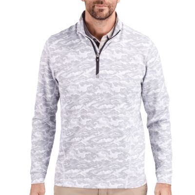 Cutter & Buck Traverse Camo Print Stretch Quarter Zip Mens Pullover Thumbnail