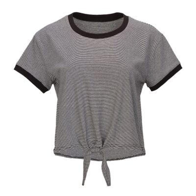 Women's Striped Tie Front T-Shirt Thumbnail
