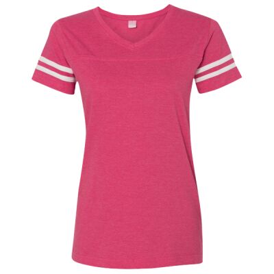 Women's Football V-Neck Fine Jersey Tee Thumbnail