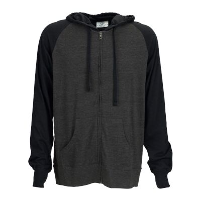 Full-Zip Two-Tone Jersey Knit Hoodie Thumbnail