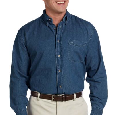 Men's Tall Long-Sleeve Denim Shirt Thumbnail